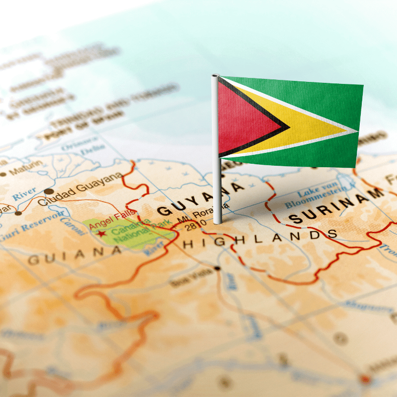 Guyana Moodbild - Landkarte mit der Landesflagge Guyanas drauf