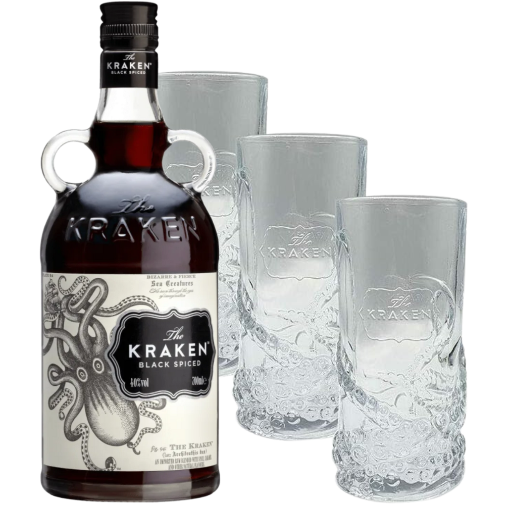 Kraken Black Spiced (Rum-Basis) + 3x The Kraken Glas