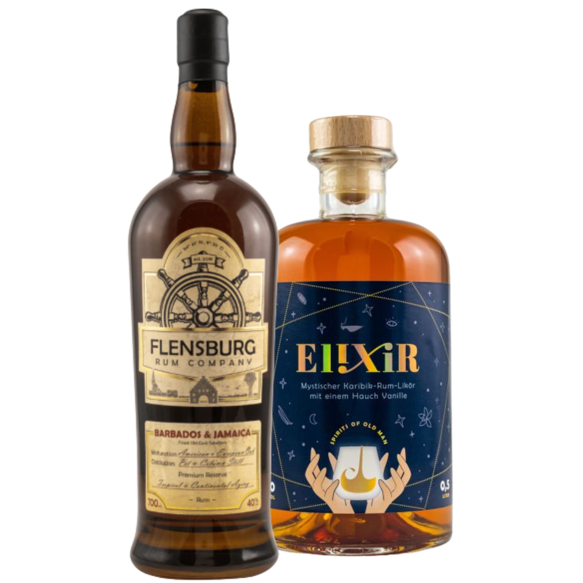 Flensburg Rum Company Barbados & Jamaica Rum +  Oldman Elixir Set