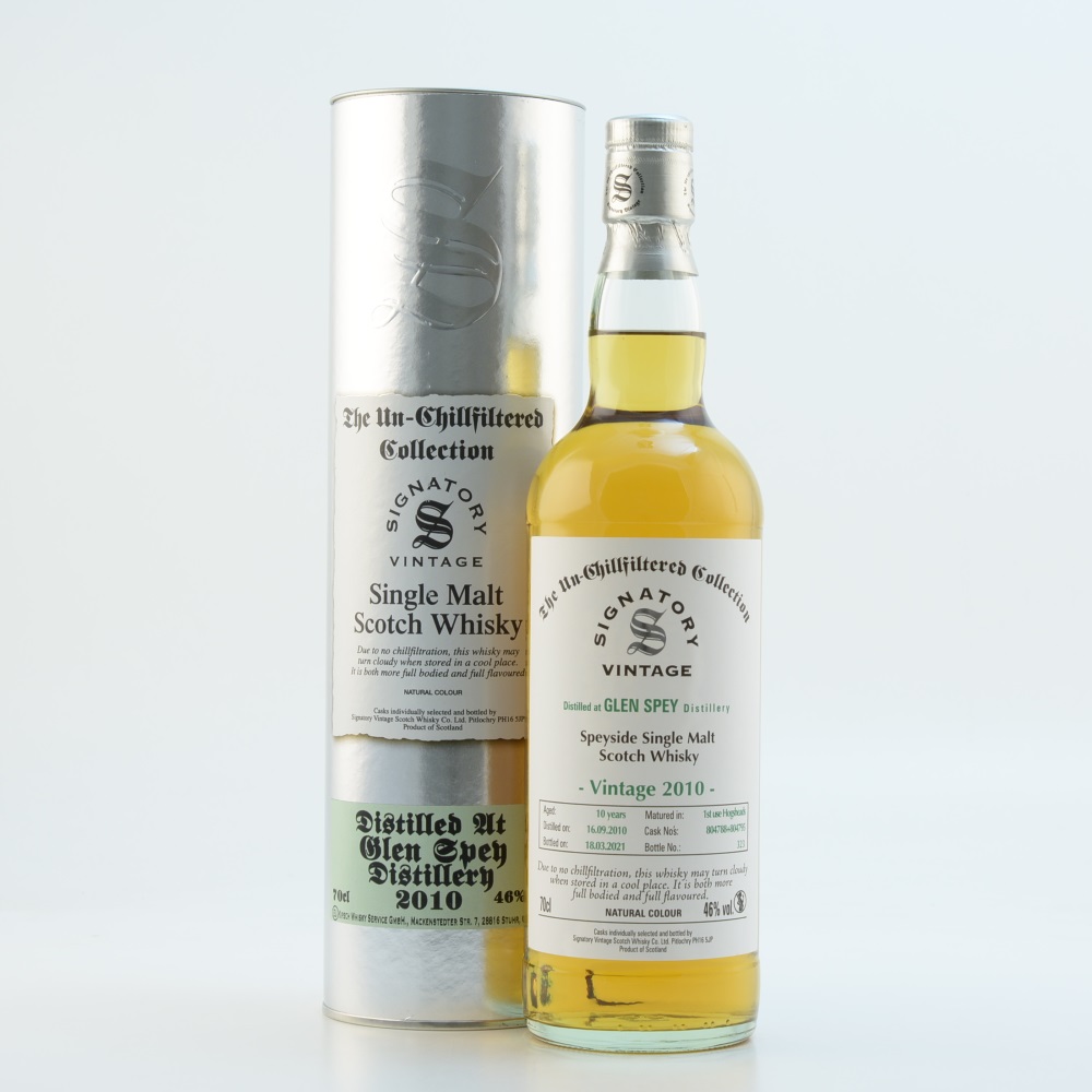 Signatory The Un-Chillfiltered Collection Glen Spey 2010 Single Malt Whisky 46% 0,7l