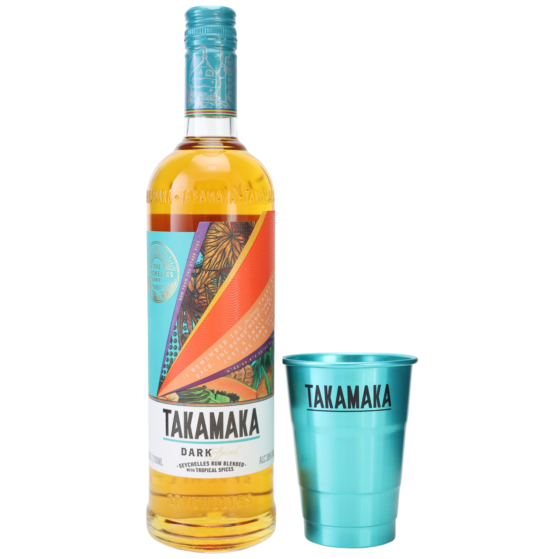 Takamaka Dark Spiced Rum 38% 0,7l + Gratis Cup