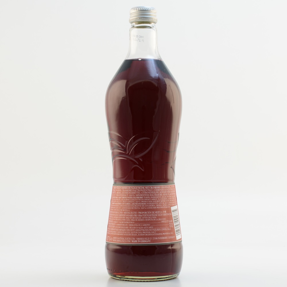 John´s Natural Cordial Cranberry (kein Alkohol) 0,7l