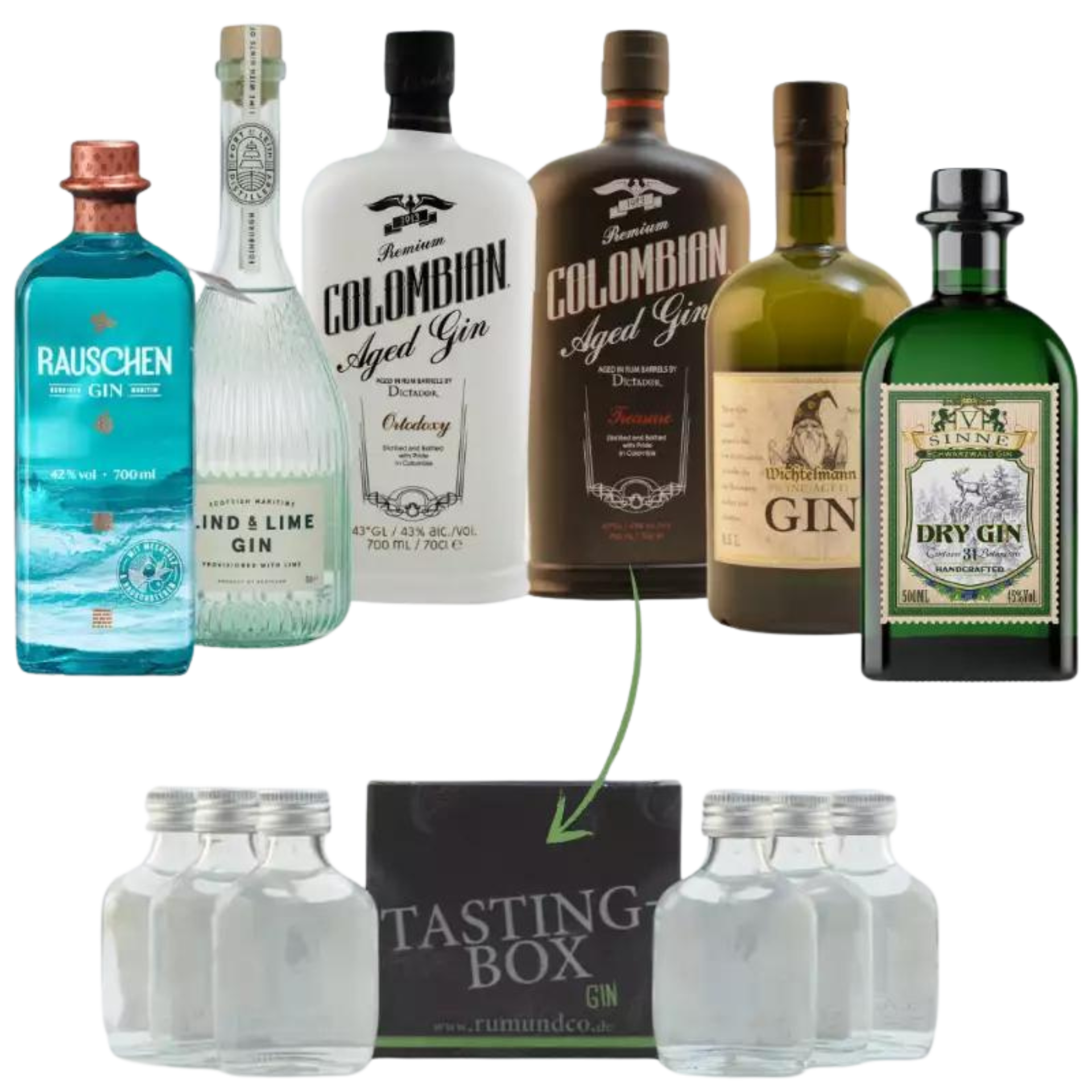 Gin Tasting Set: Fortschritt Box Nr. 3 6x0,02l