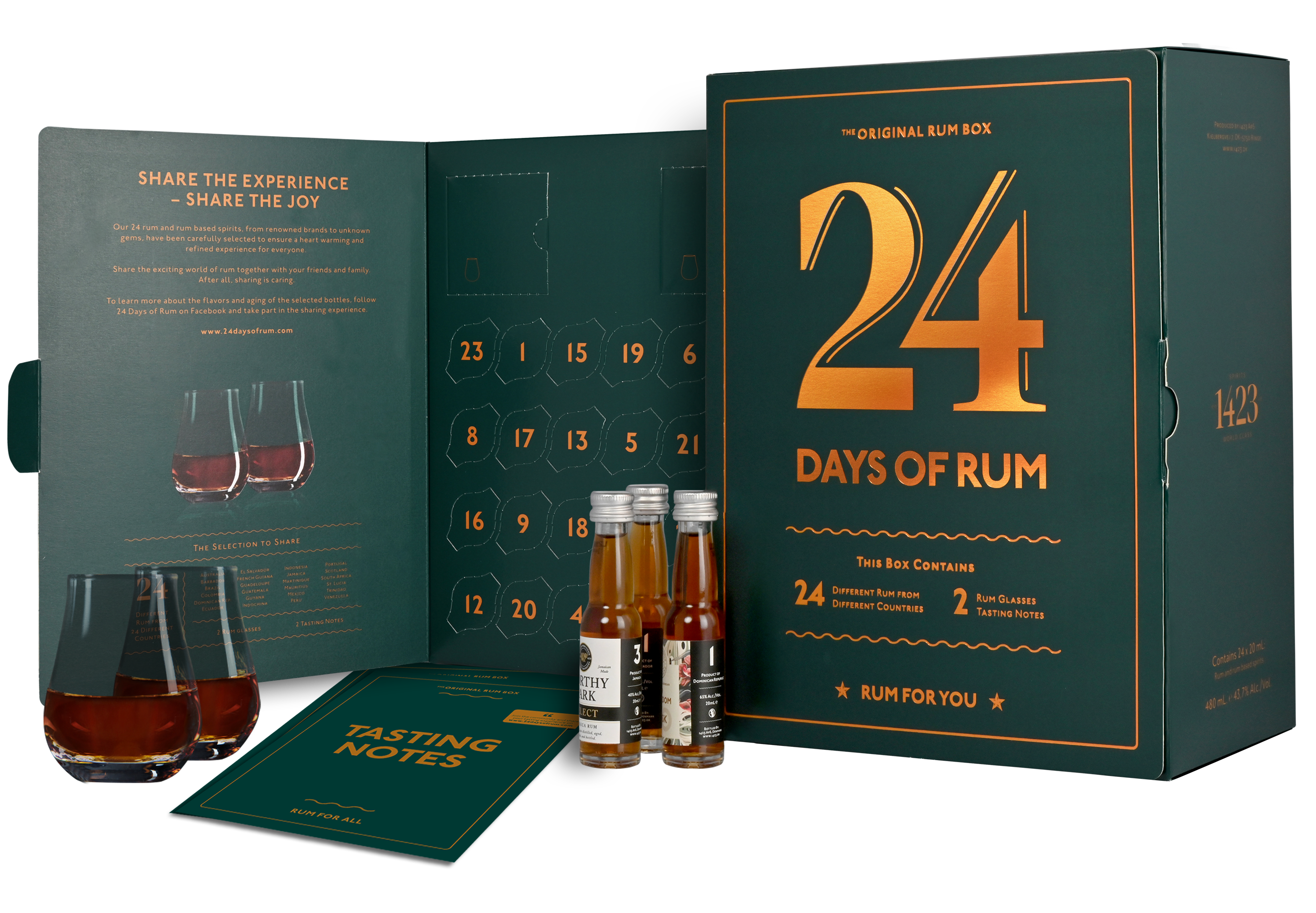 24 DAYS OF RUM - Grüne Edition - Adventskalender mit 24 Sorten Rum (inkl. 2x Tumbler)