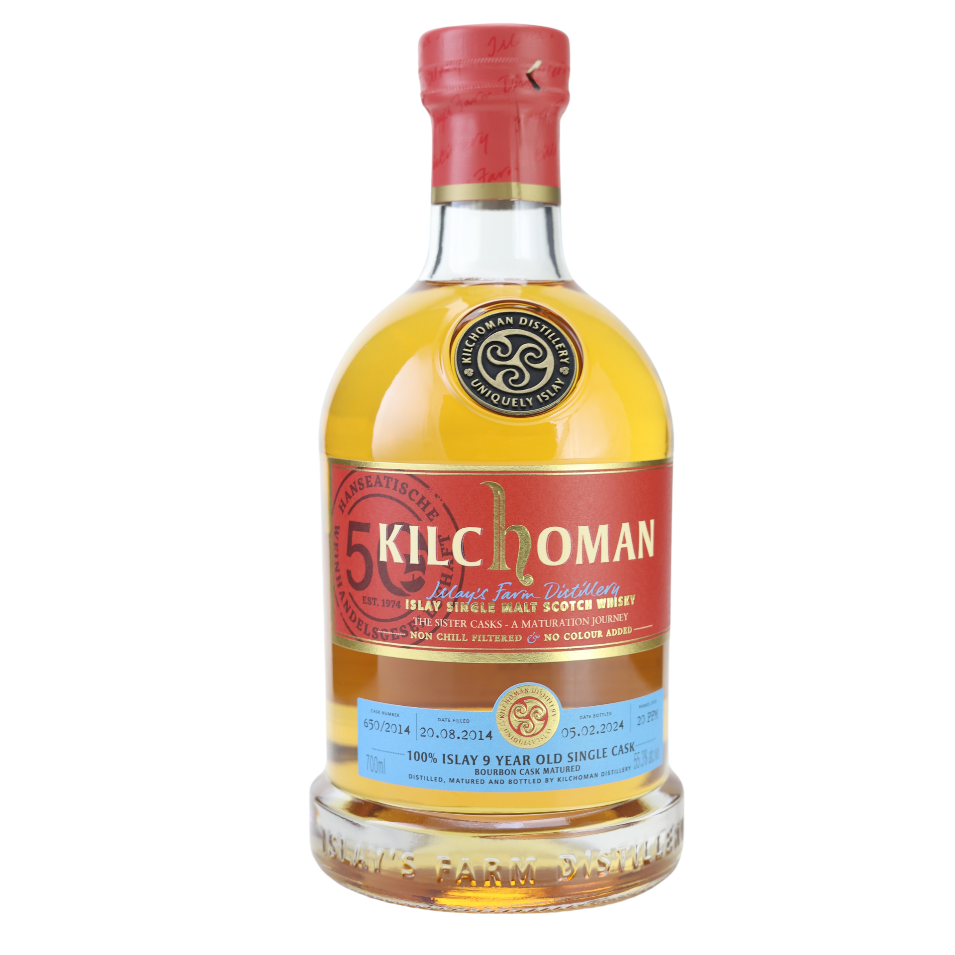 Kilchoman 9 Jahre Islay First Fill Bourbon Barrel  Cask 650/2014 Whisky 55,3 % 0,7l