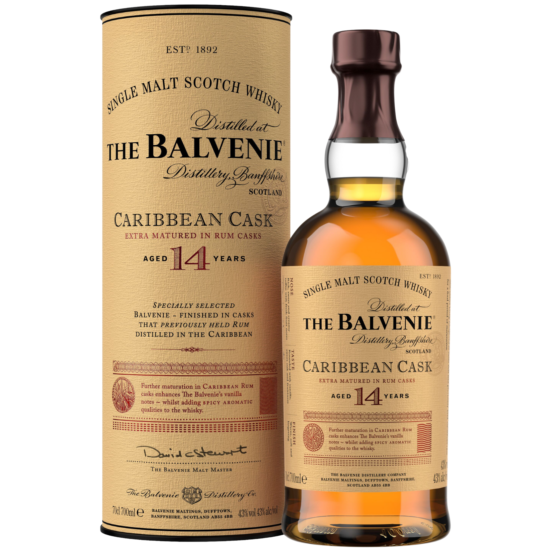 Balvenie 14 Jahre Caribbean Cask Whisky 43% 0,7l