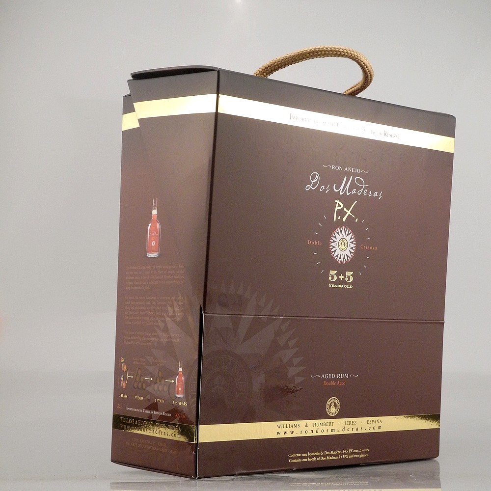 Dos Maderas Ron PX 5+5 Jahre Rum 40% 0,7l & 2 Gläser Geschenkbox