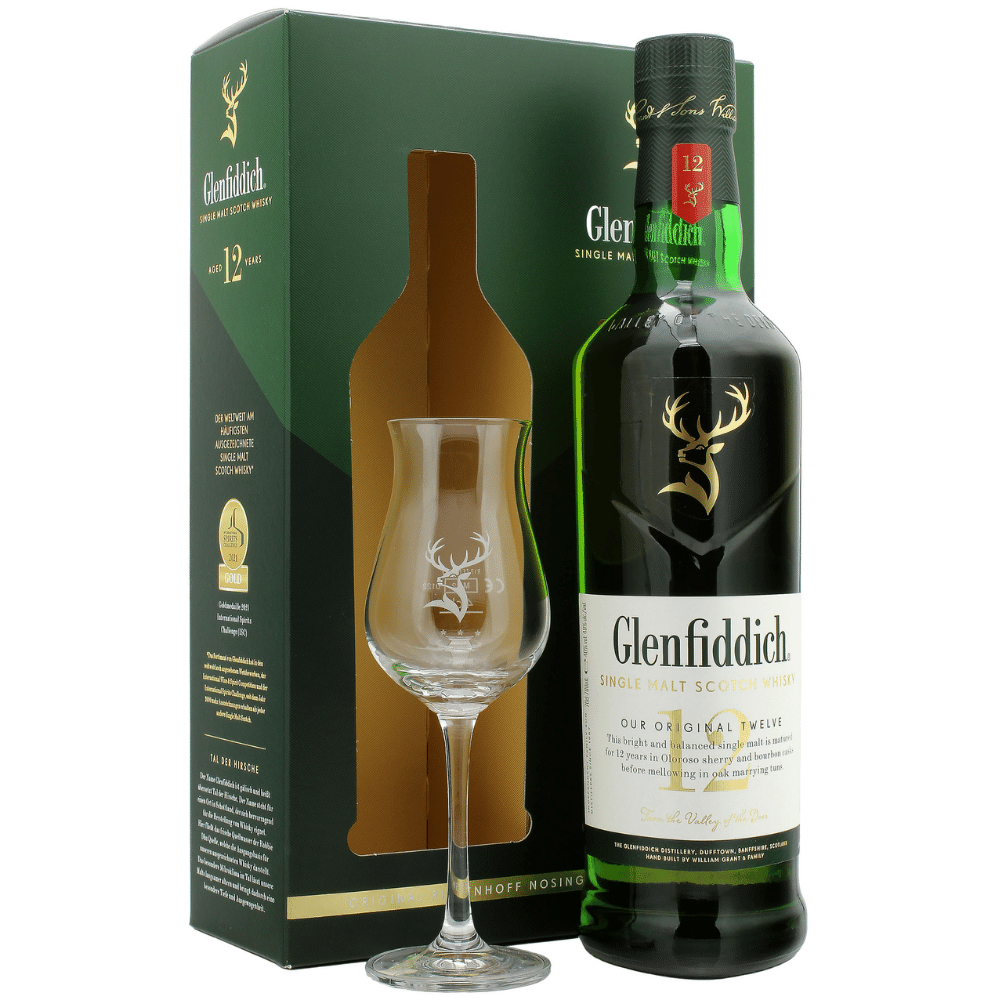 Glenfiddich 12 Jahre Speyside Whisky 40% 0,7l + Glas