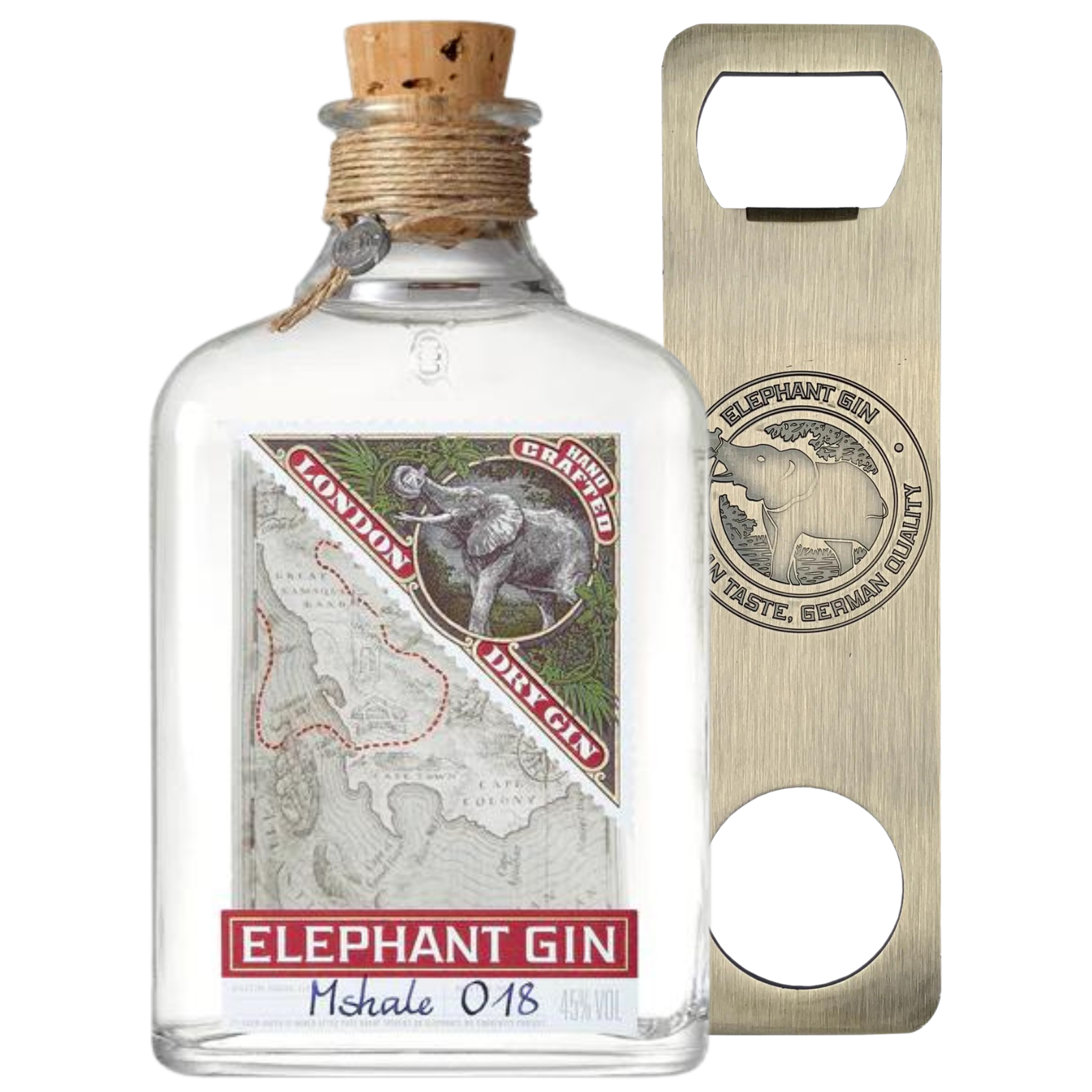 Elephant London Dry Gin Geschenkset mit Flaschenöffner