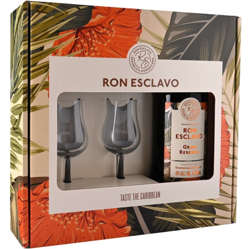 OnPack: Ron Esclavo Gran Reserva Rum 40 % + 2 Gläser