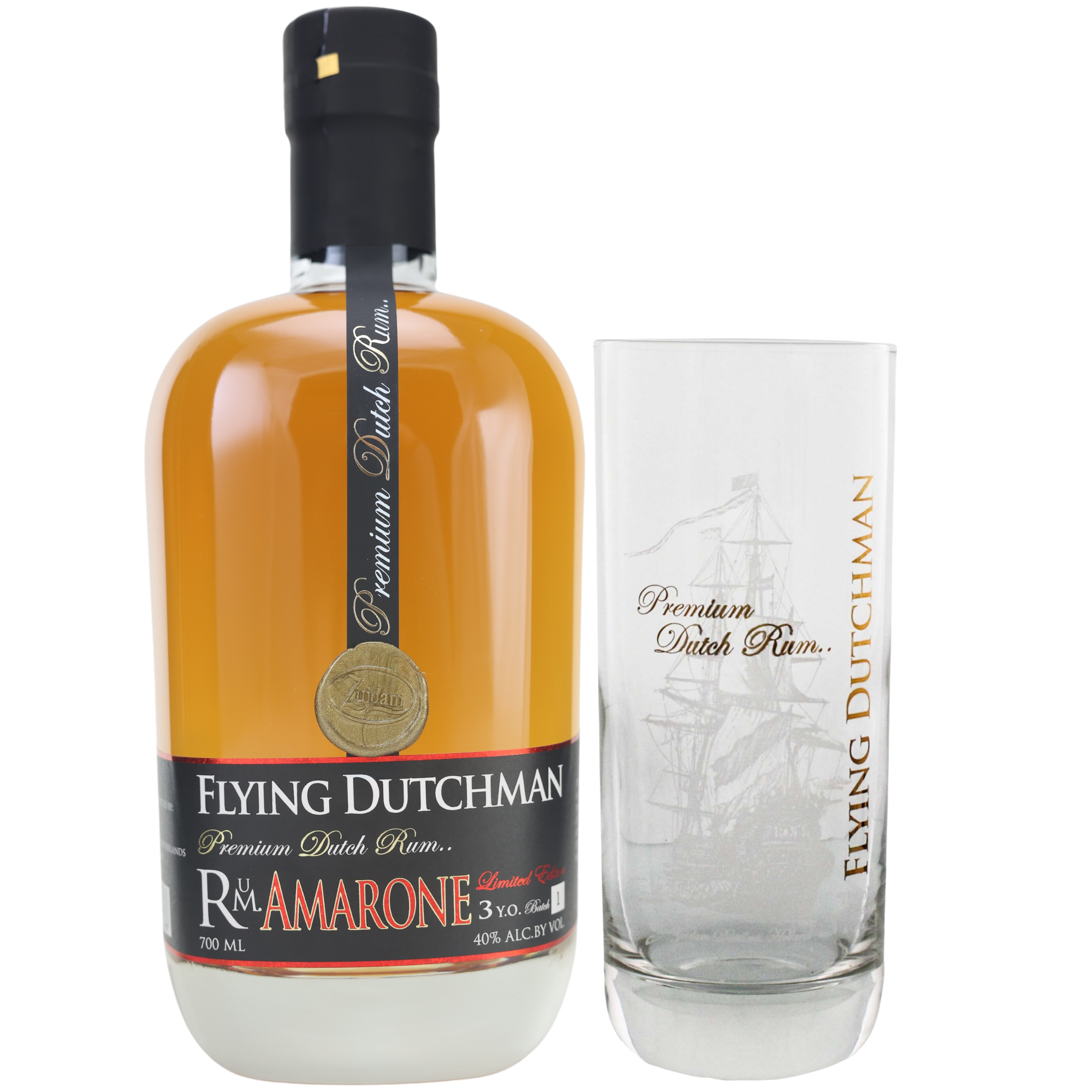 Zuidam Flying Dutchman 3 Jahre Rum + Glas