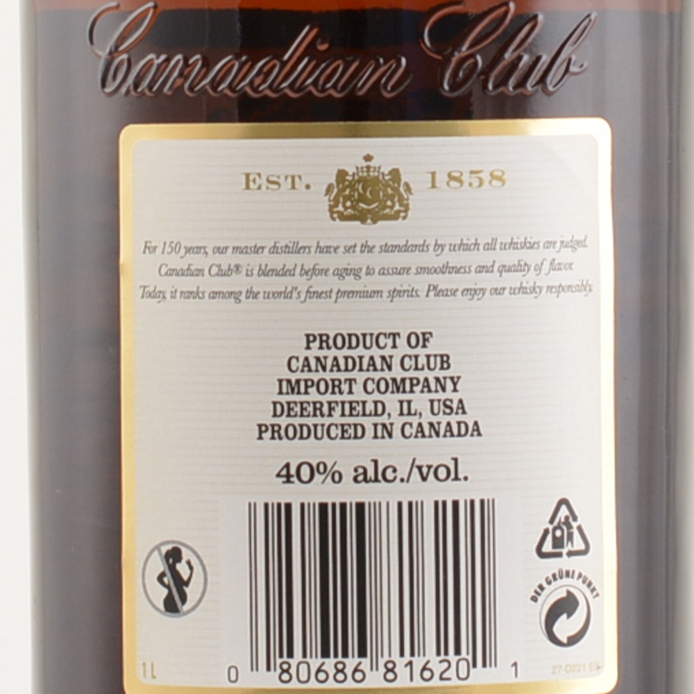 Canadian Club 6 Jahre Canadian Whisky 40% 1,0l
