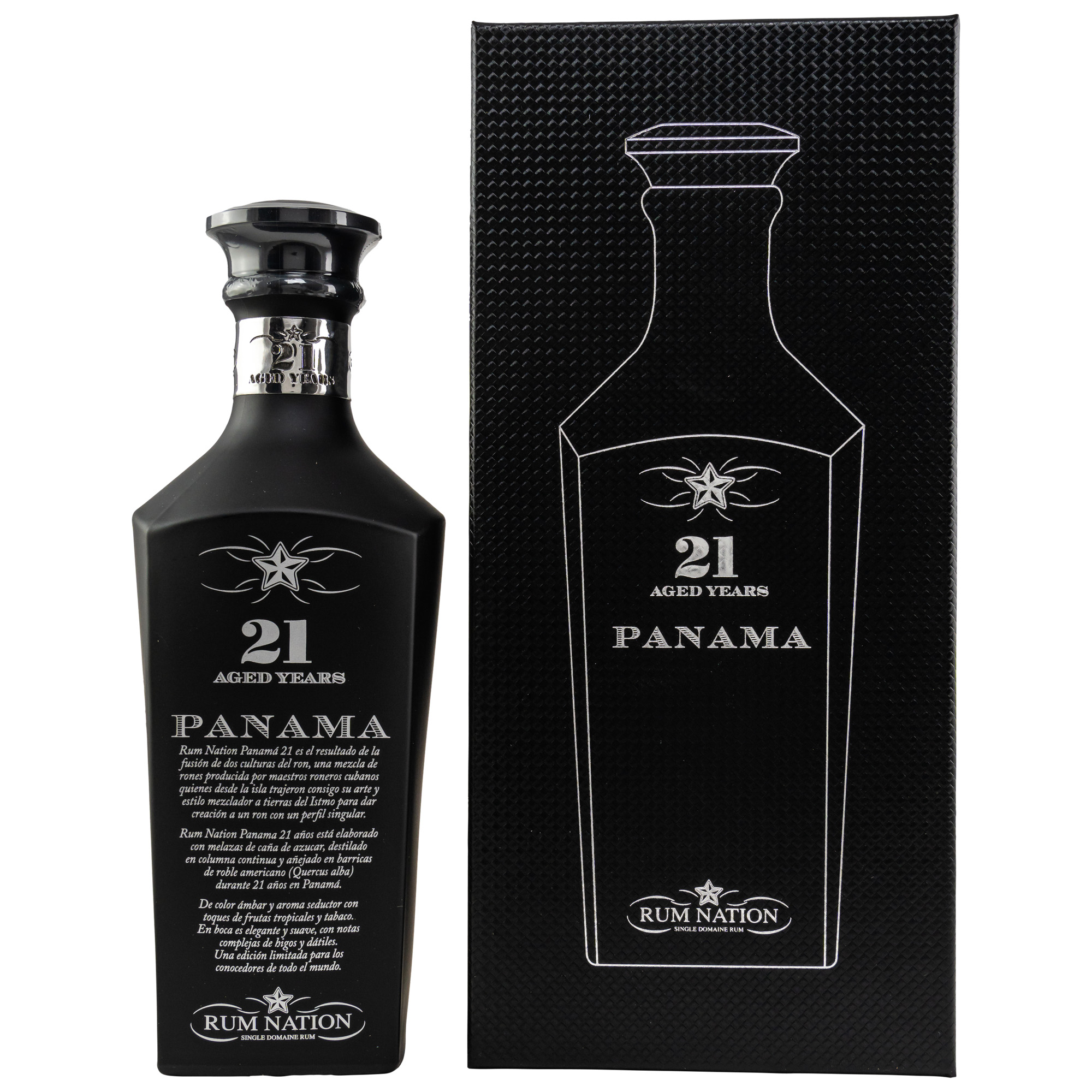 Rum Nation Panama Black Decanter 21 Jahre 43% 0,7l