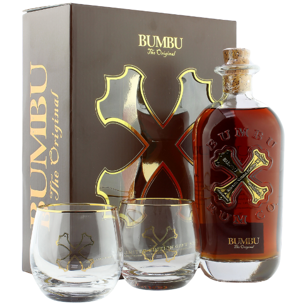 Bumbu Original Barbados Rum Flavour Spirit (Rum Basis) + 2 Rocks Gläser