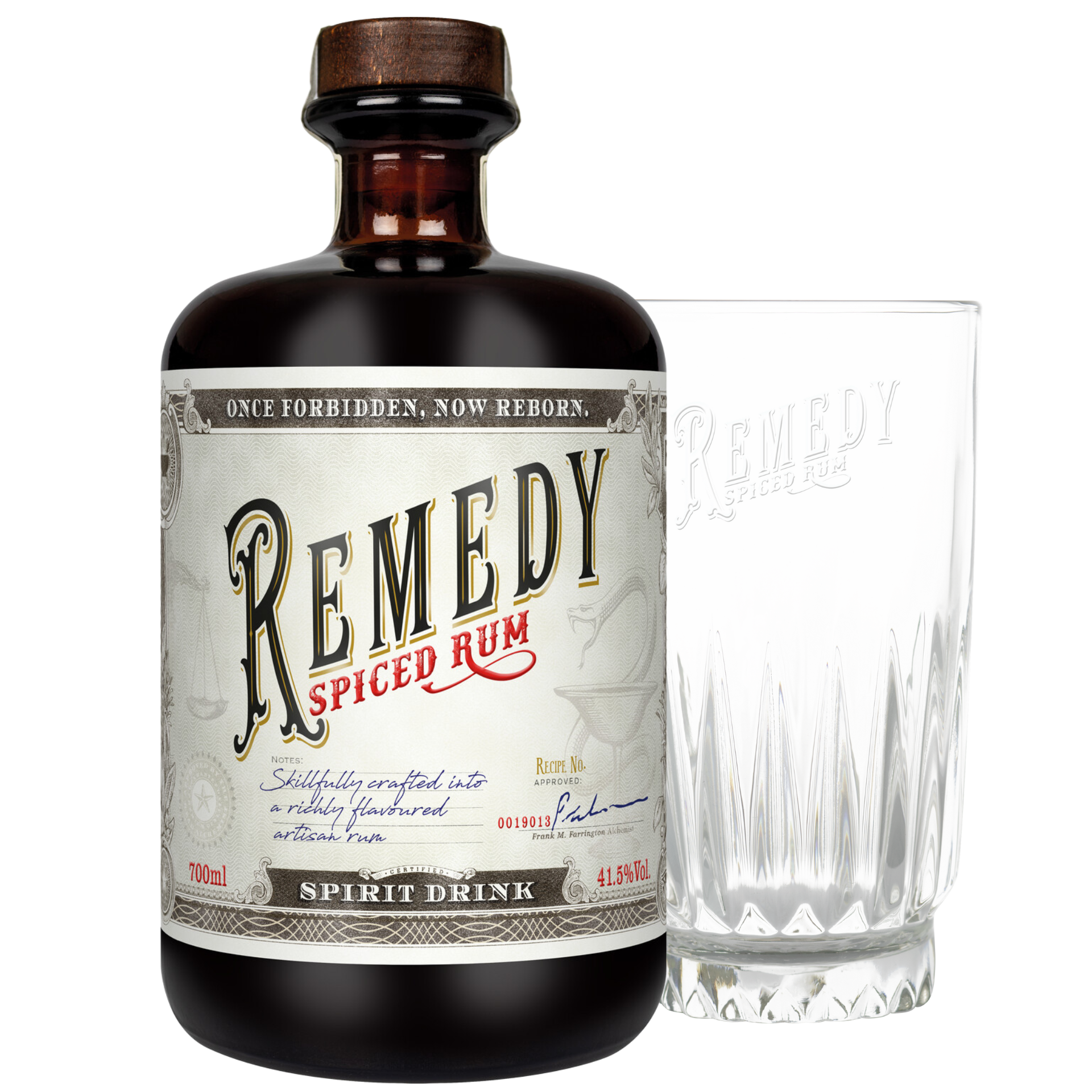Remedy Spiced (Rum Basis) 41,5% 0,7l Geschenkset mit Glas