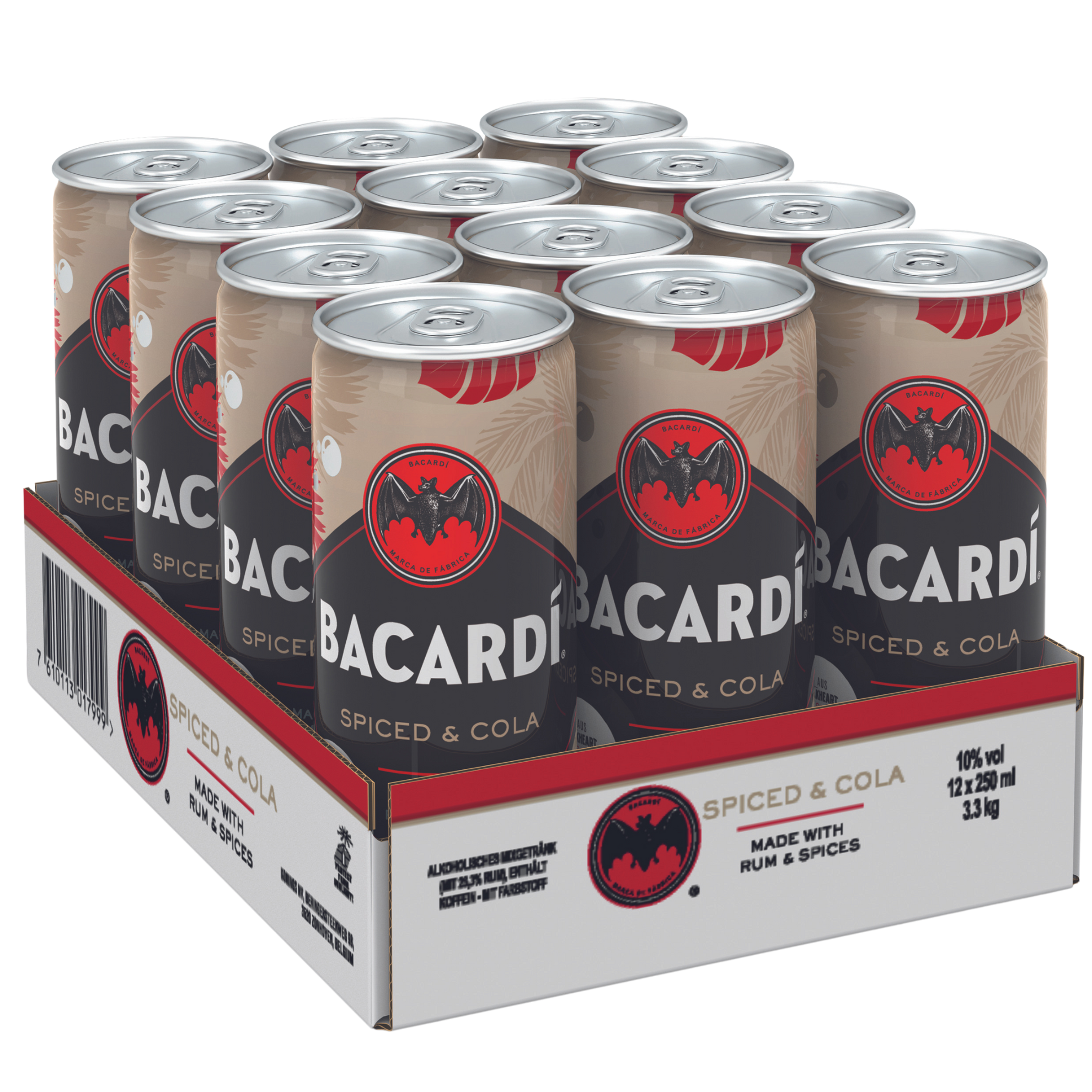 Bacardi Spiced & Cola 10% 12x0,25l Dose