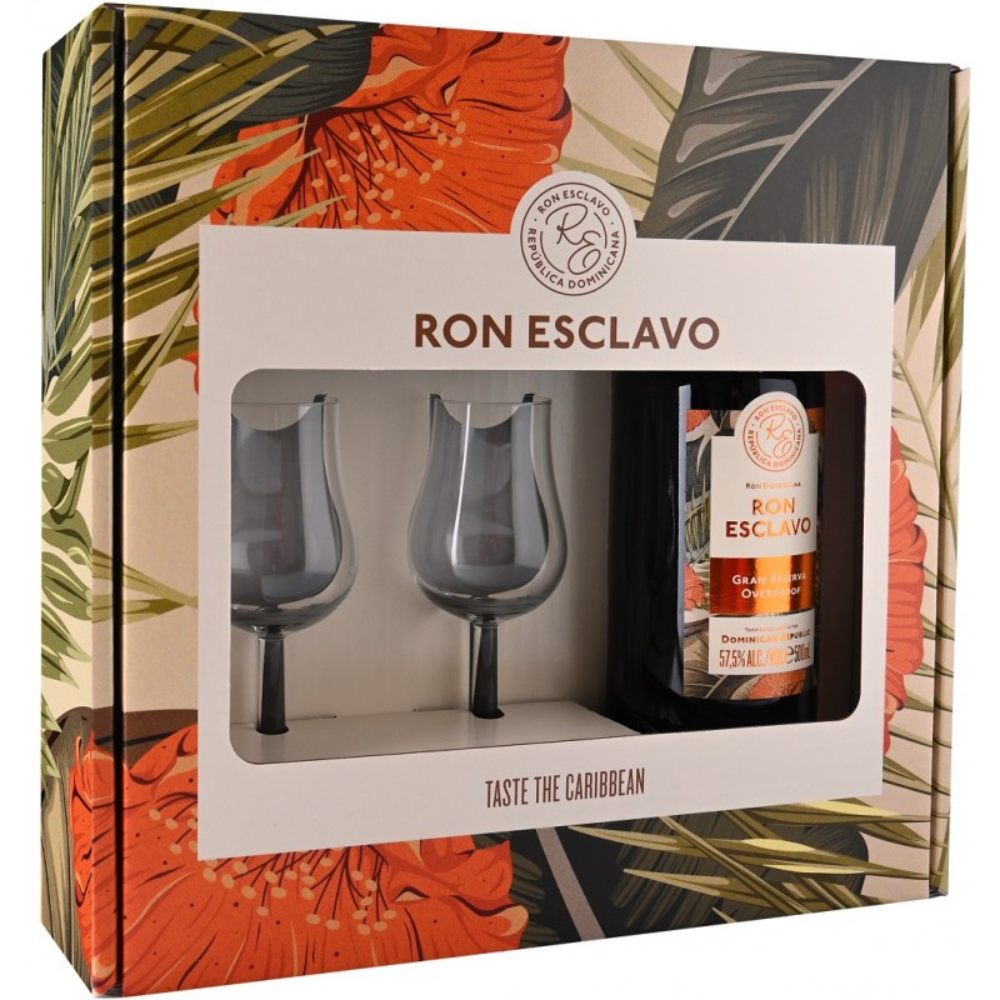 Ron Esclavo Gran Reserva Overproof Rum Geschenkset mit 2 Gläsern