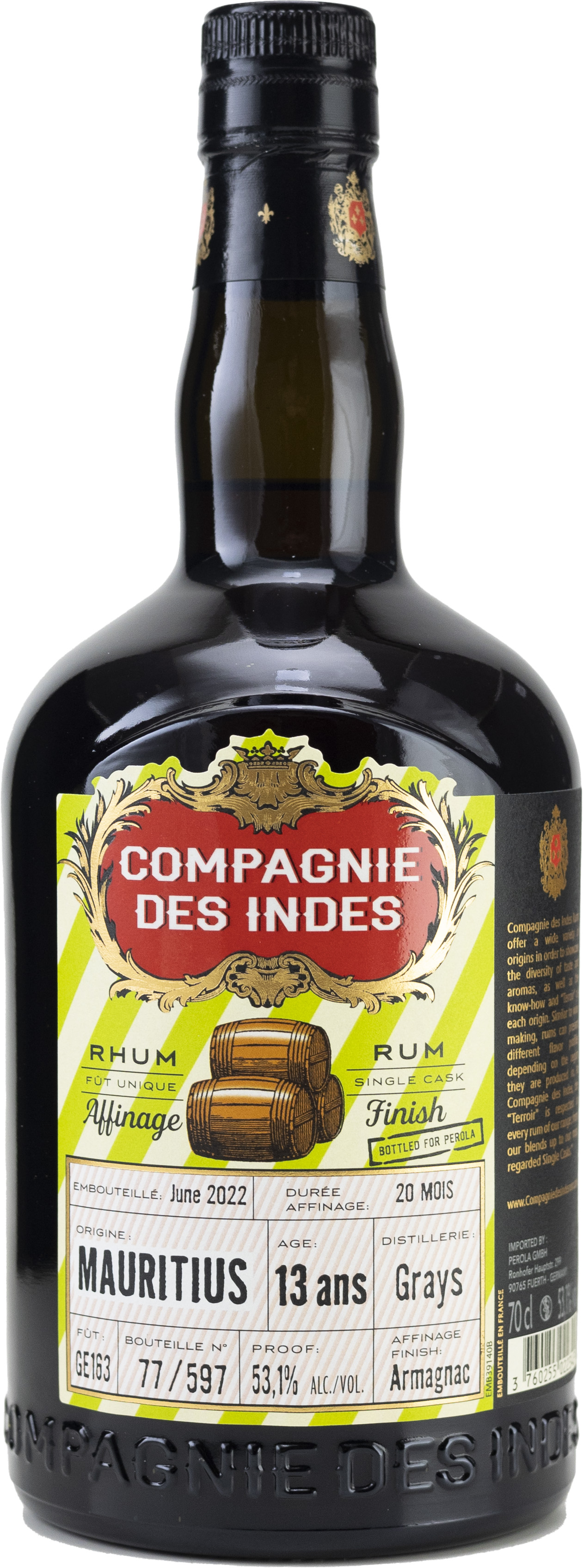 CDI Mauritius 13 Jahre Grays Ex Armagnac Rum 53,1% 0,7l