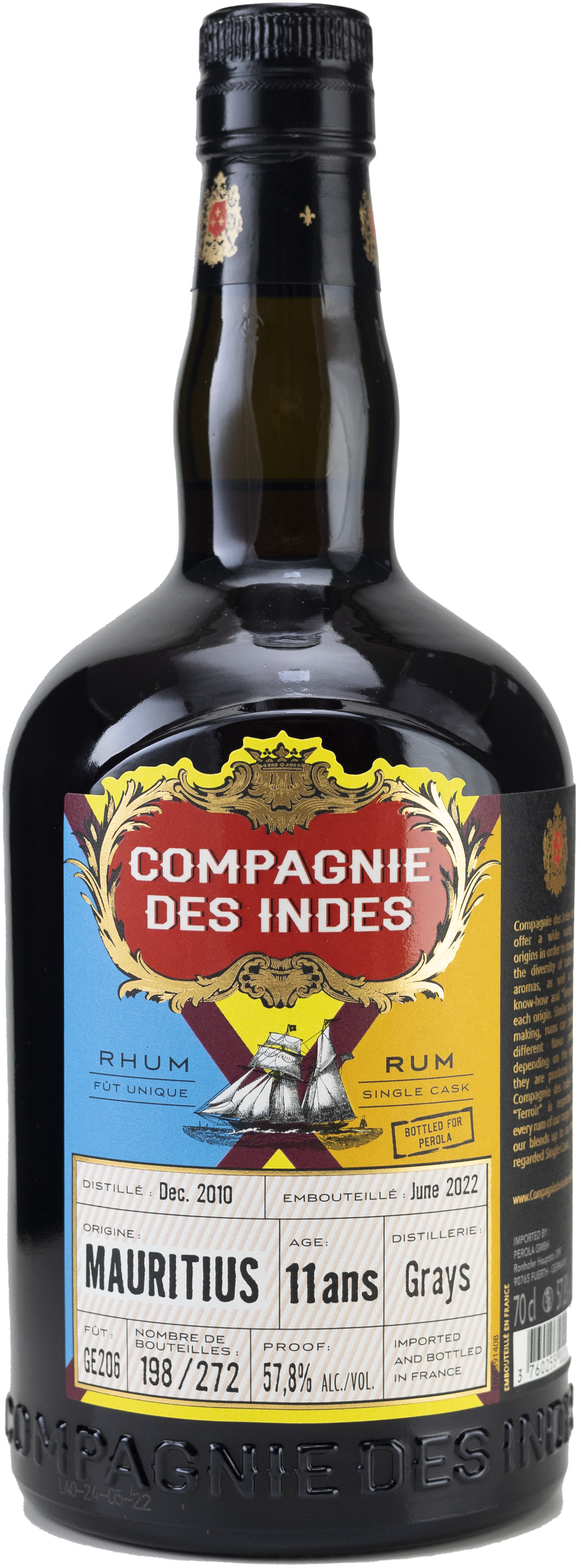 CDI Mauritius 11 Jahre Grays Ex Cognac Rum 57,8% 0,7l
