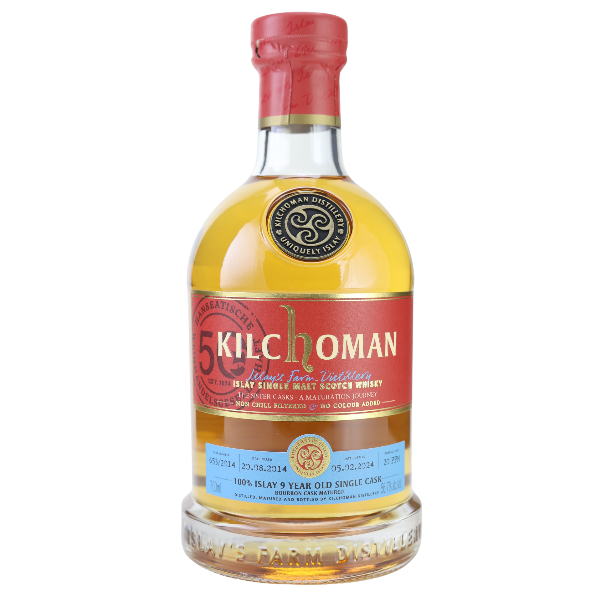 Kilchoman 9 Jahre Islay First Fill Bourbon Barrel  Cask 653/2014 Whisky 56,7 % 0,7l