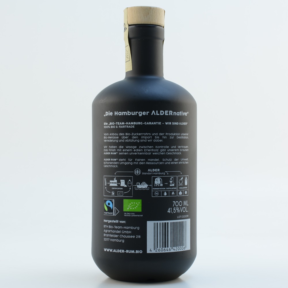 Alder Rum Pure Brown Organic Bio Naturally Aged 41,5% 0,7l